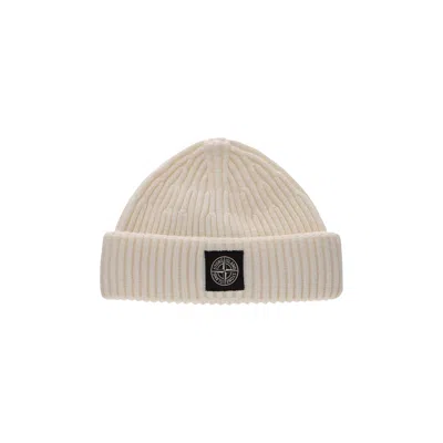 Pre-owned Stone Island Patch Logo Beanie 'natural' | Cream | Men's Size Onesize In White