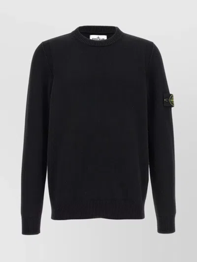 Stone Island Logo Sleeve Jumper In Black