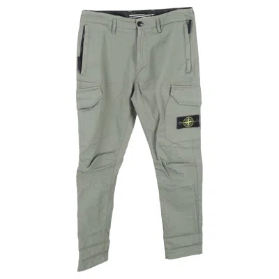 Stone Island Patch Logo Pants In Green Cotton