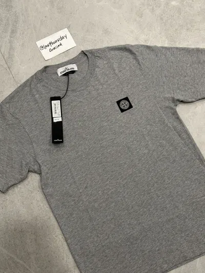 Pre-owned Stone Island Patch Logo T-shirt Grey Small