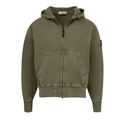 Pre-owned Stone Island Patch Logo Zip Hoodie 'military Green' | Men's Size M