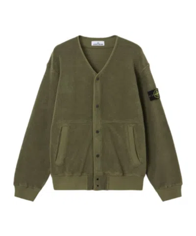 Stone Island Patch Pocket Cardigan In Green