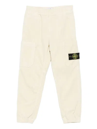 Stone Island Kids' Patch-pocket Corduroy Trousers In Neutral