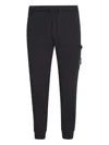 Stone Island Brushed Cotton Joggers With Adjustable Drawstring And Side Logo Badge In Blue