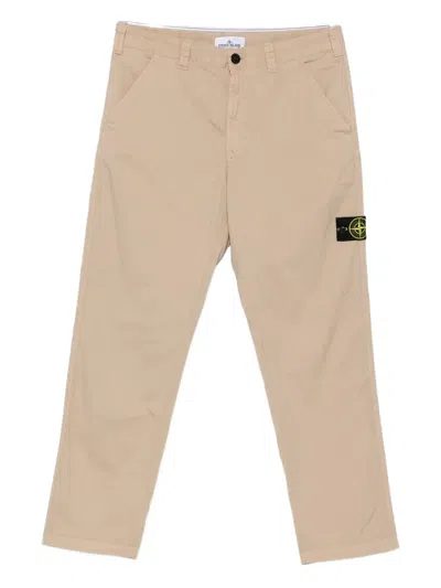 STONE ISLAND PATCH-POCKET LOGO-DETAIL TROUSERS