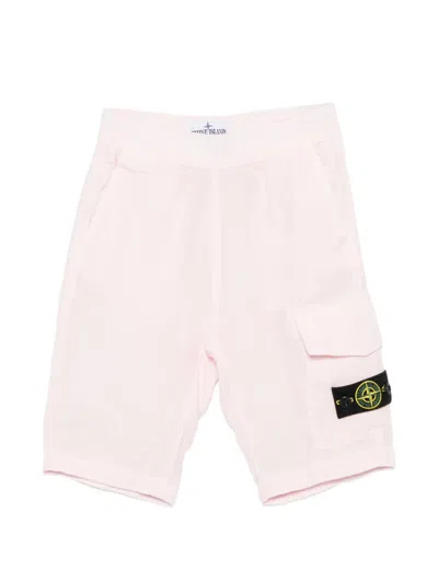 Stone Island Kids' Patch-pocket Shorts In Pink