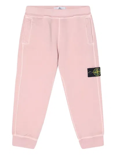 Stone Island Kids' Patch Pocket Sweatpants In Pink
