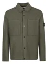 Stone Island Men's Wool Blend Snap Front Overshirt In Green