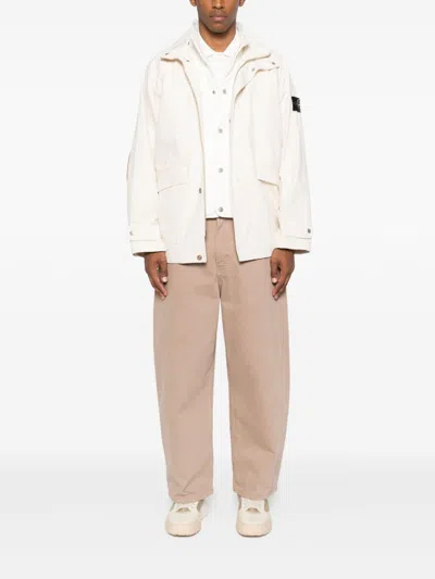 Stone Island Patch-pocket Zip-front Jacket In White