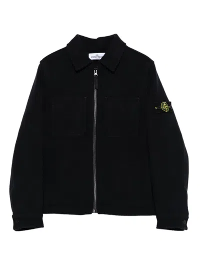 Stone Island Kids' Patch-pocket Zip-front Jacket In Black