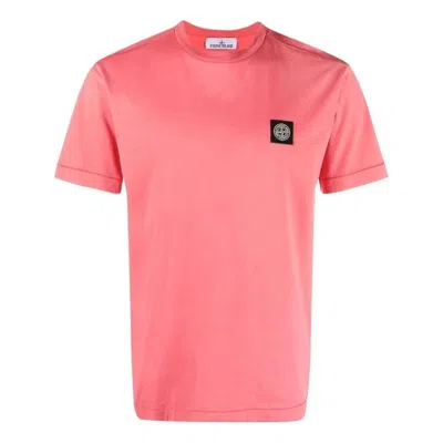 Stone Island Patch T-shirt 'fuscia' In Pink