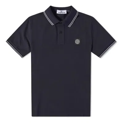 Stone Island Patch Tipped Polo Shirt 'navy' In Black