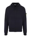 Stone Island Patch Zipper Hoodie In Blue