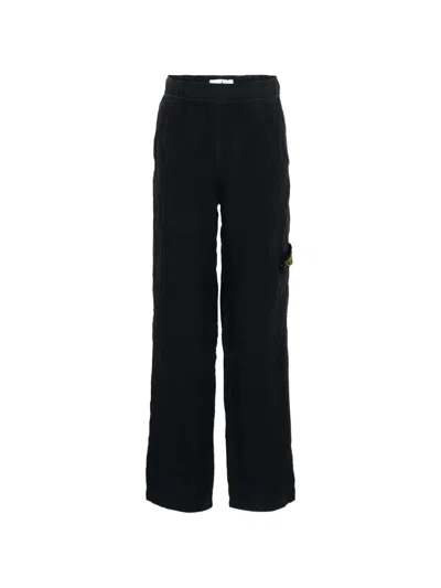 Stone Island Kids' Patch-detail Casual Trousers In Black