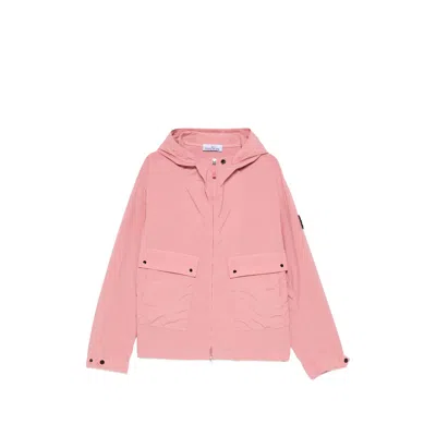 Stone Island Patch-pocket Hooded Jacket In Pink