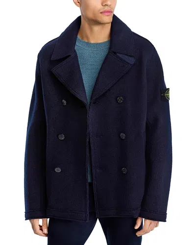 Stone Island Peacoat Cardigan In Blue