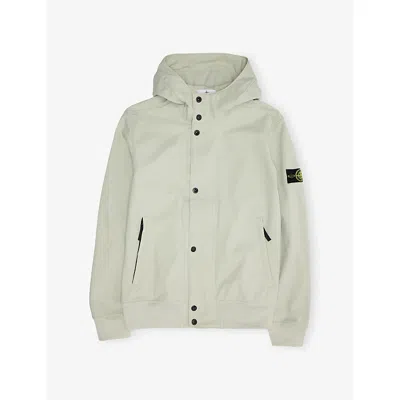 Stone Island Kids' Brand-badge Hooded Woven Jacket In Gray