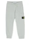 STONE ISLAND PEARL GREY JOGGERS WITH LOGO PATCH