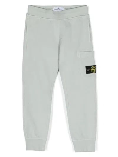 Stone Island Kids' Pearl Grey Joggers With Logo Patch In Grigio