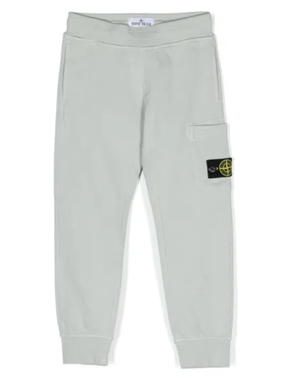 Stone Island Pearl Grey Joggers With Logo Patch