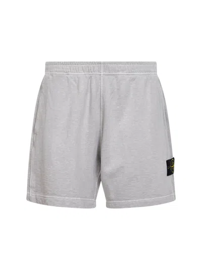 Stone Island Elasticated Badge Shorts In Gray