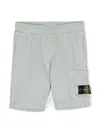 STONE ISLAND PEARL GREY SPORTS SHORTS WITH LOGO