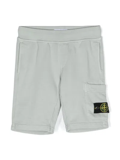 Stone Island Pearl Grey Sports Shorts With Logo