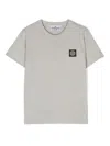 STONE ISLAND PEARL GREY T-SHIRT WITH LOGO PATCH