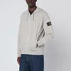 Stone Island Pearl Grey Zip Sweatshirt In White