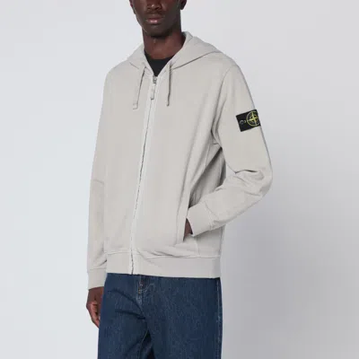 Stone Island Pearl Grey Zip Sweatshirt In Gray