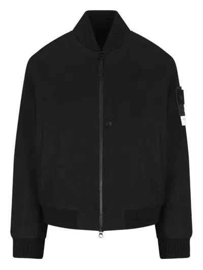 Stone Island Performance Flannel Patch Jacket In Black