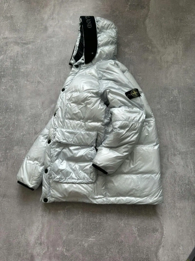 Pre-owned Stone Island Pertex Y Down Puffer Jacket Ice In White
