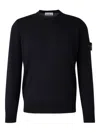 Stone Island Lightweight Wool Crew Neck Pullover In Blue