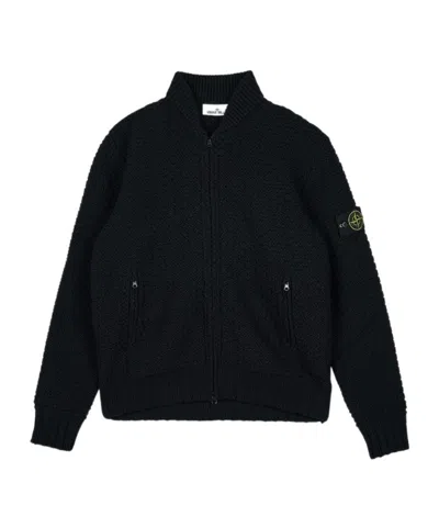 Stone Island Pilot-style Cardigan With Zippered Pockets In Black