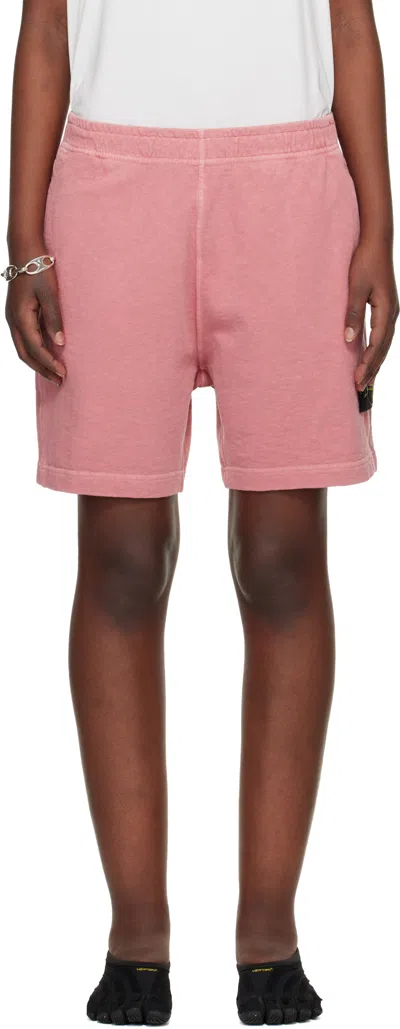 Stone Island Pink 6200014 Malfilé Fleece Old Effect Shorts