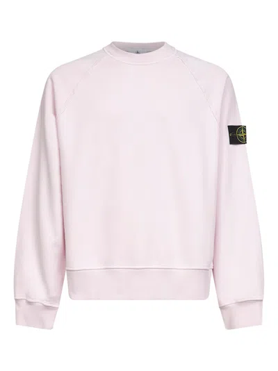 STONE ISLAND PINK BRUSHED ORGANIC COTTON CREWNECK SWEATSHIRT