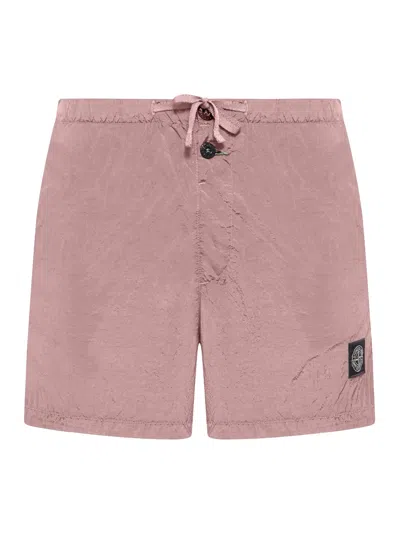 Stone Island Pink Compass Logo Swimsuit