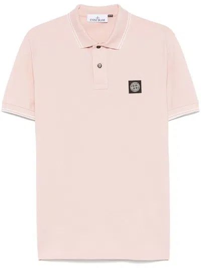 Stone Island Pink Cotton Polo With Short Sleeves