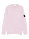 Stone Island Logo-patch Crew-neck Sweater In Pink