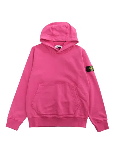 Stone Island Pink Hoodied Sweatshirt In Purple