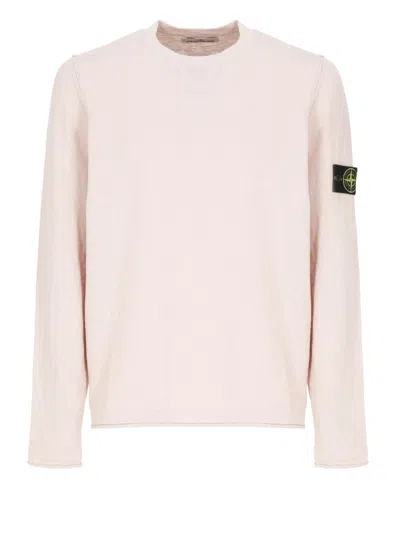 STONE ISLAND PINK LOGOED SWEATER