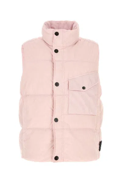 Stone Island Crynkle Reps Nylon Down Vest In Pink