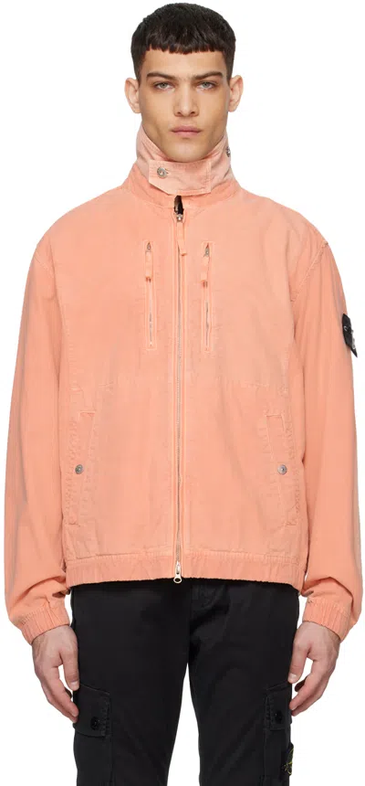 Stone Island Pink Patch Jacket In Orange