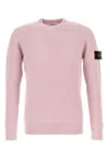 Stone Island Ribbed Texture Long Sleeve Wool Sweater In Pink