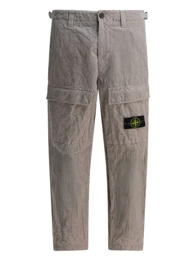 Stone Island Pinstripe-pattern Cargo-pockets Trousers In Gray