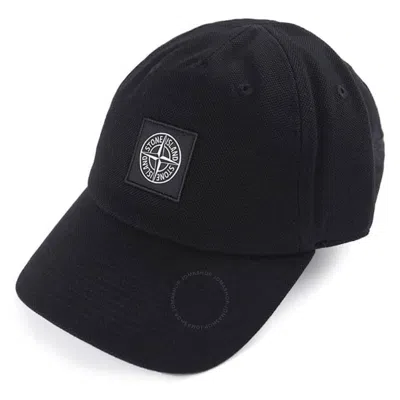 Stone Island Pique 6 Panel Ball Cap Black In Blue