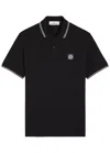 Stone Island Mens Black Brand-patch Regular-fit Stretch-cotton Polo Shirt Xl In Black