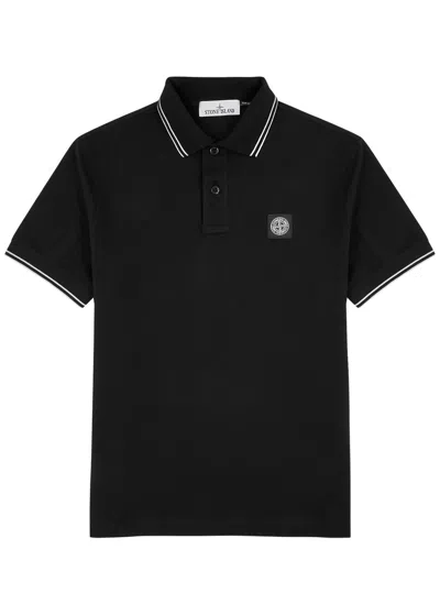 Stone Island Short Sleeve Slim Polo In Blue