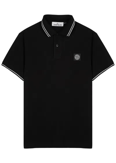 Stone Island Mens Black Brand-patch Regular-fit Stretch-cotton Polo Shirt Xl