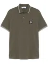 Stone Island Polo In Cotone Verde Oliva A Maniche Corte In Green